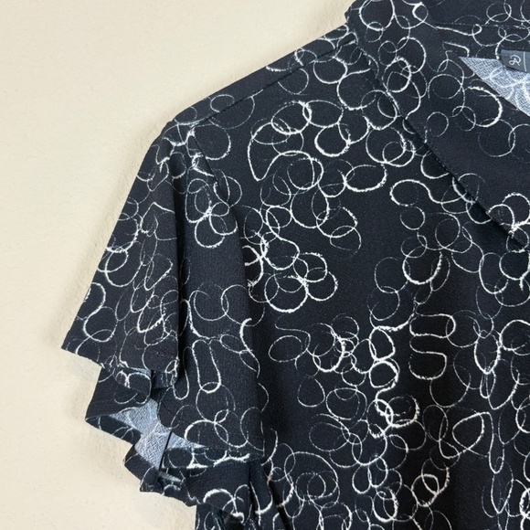 NWT Adrianna Papell Black/Cream Bubble Circles Flutter Sleeves Blouse; Size M - Picture 3 of 8